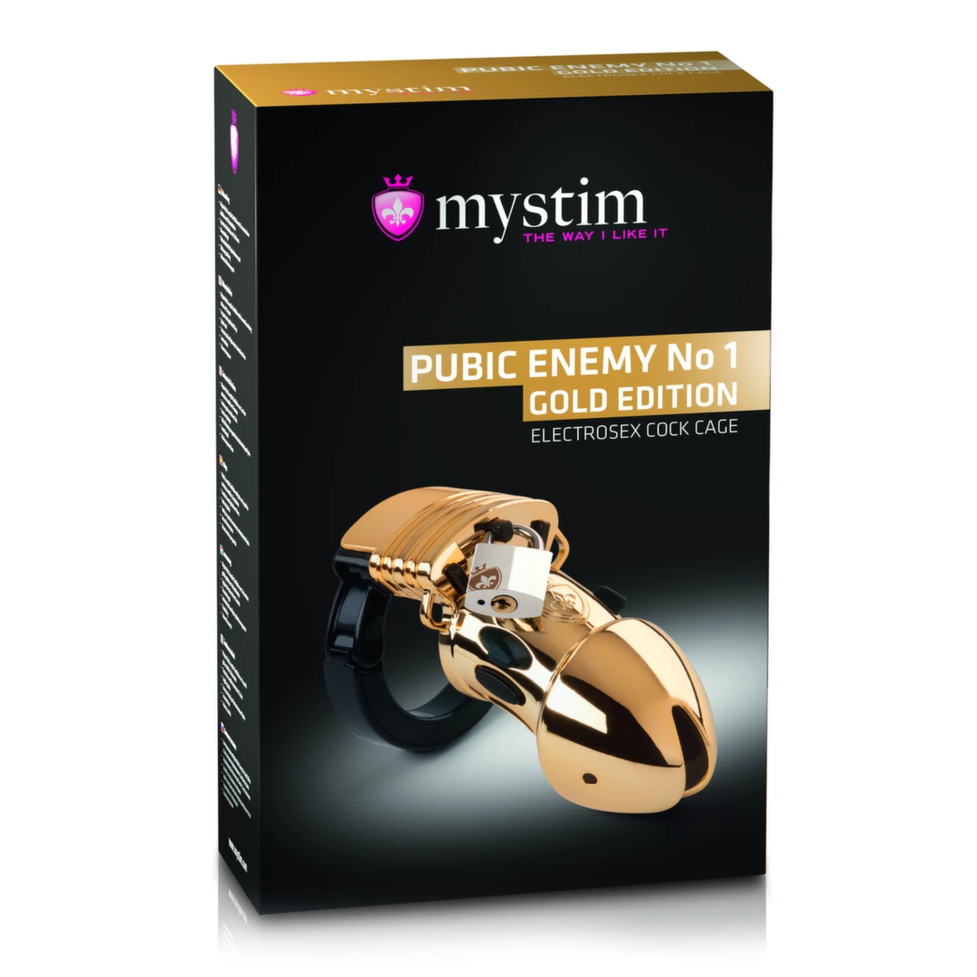 Mystim Pubic Enemy No 1 Gold Edition skaistybės narvelis su elektrostimuliacija