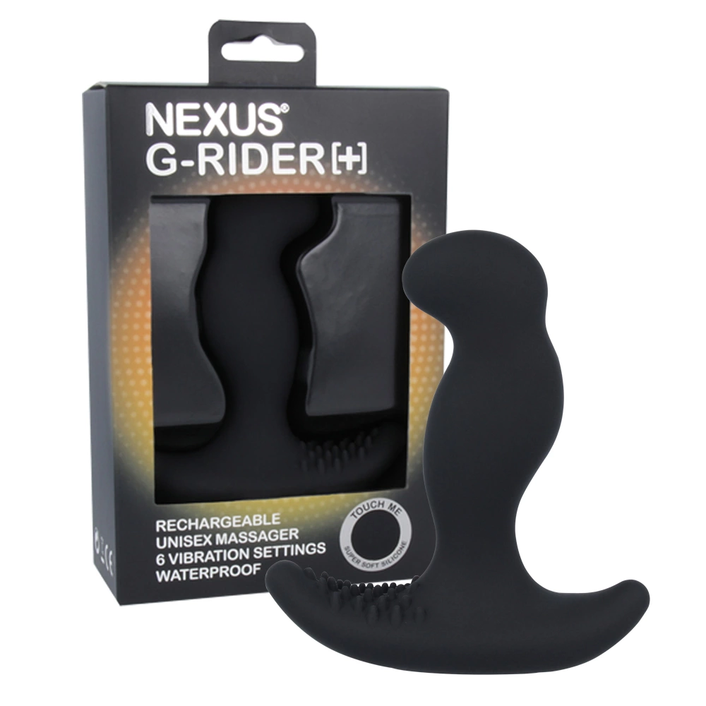 Nexus G-Rider+ vibruojantis prostatos masažuoklis iš silikono, juodas