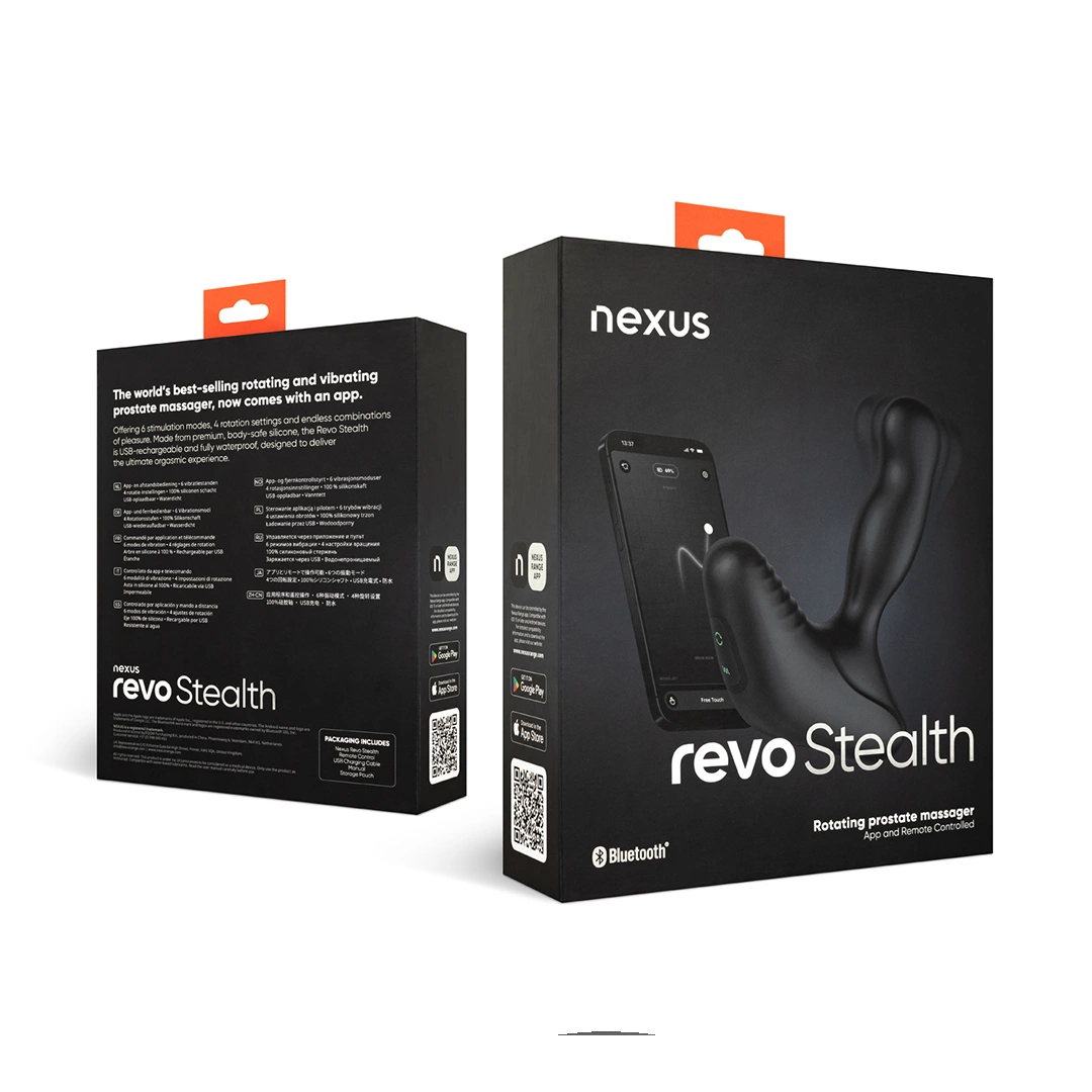 Nexus Revo Stealth sukamasis prostatos masažuoklis su pulteliu, juodas