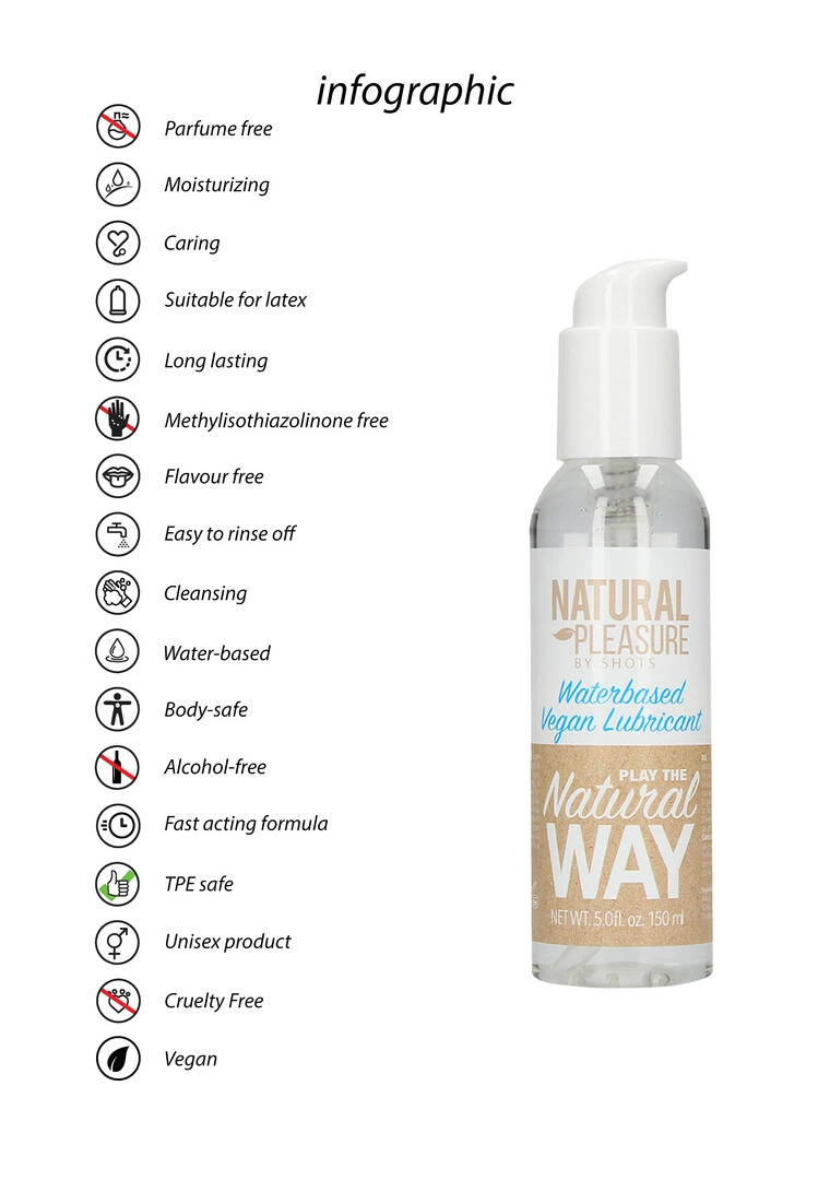 Natural Pleasure by Shots veganiškas lubrikantas vandens pagrindu, 150 ml