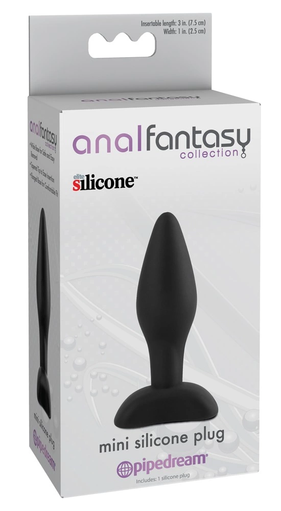 Anal Fantasy Elite mažas silikoninis analinis kaištis, 7,5 cm, juodas