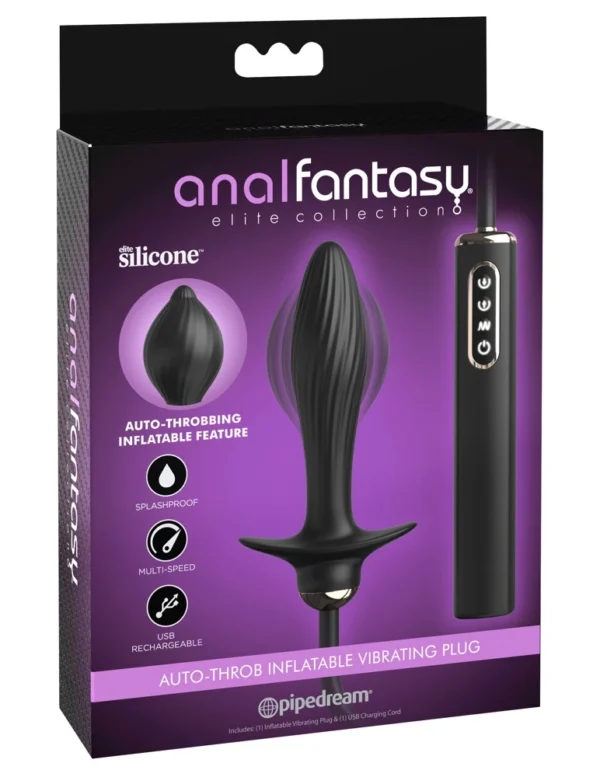 Anal Fantasy Elite Auto-Throb pripučiamas vibruojantis analinis kaištis, juodas
