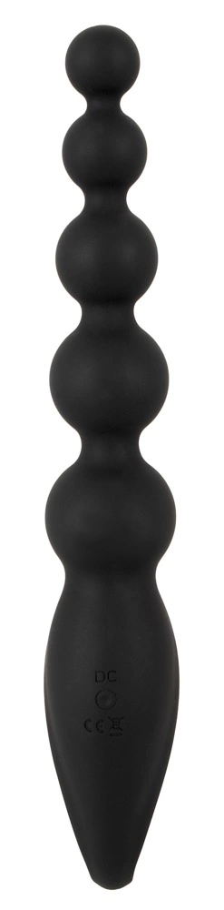 Anos vibruojantys analiniai karoliukai, silikoniniai, juodi, 22,1 cm