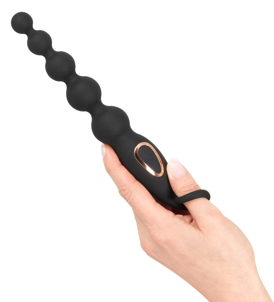 Anos vibruojantys analiniai karoliukai, silikoniniai, juodi, 22,1 cm