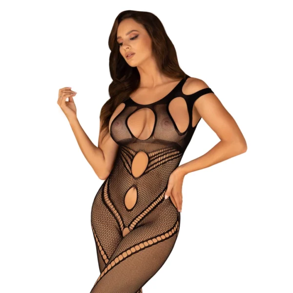 Obsessive G322 juodas bodistokingas su iškirpimais, S/M/L