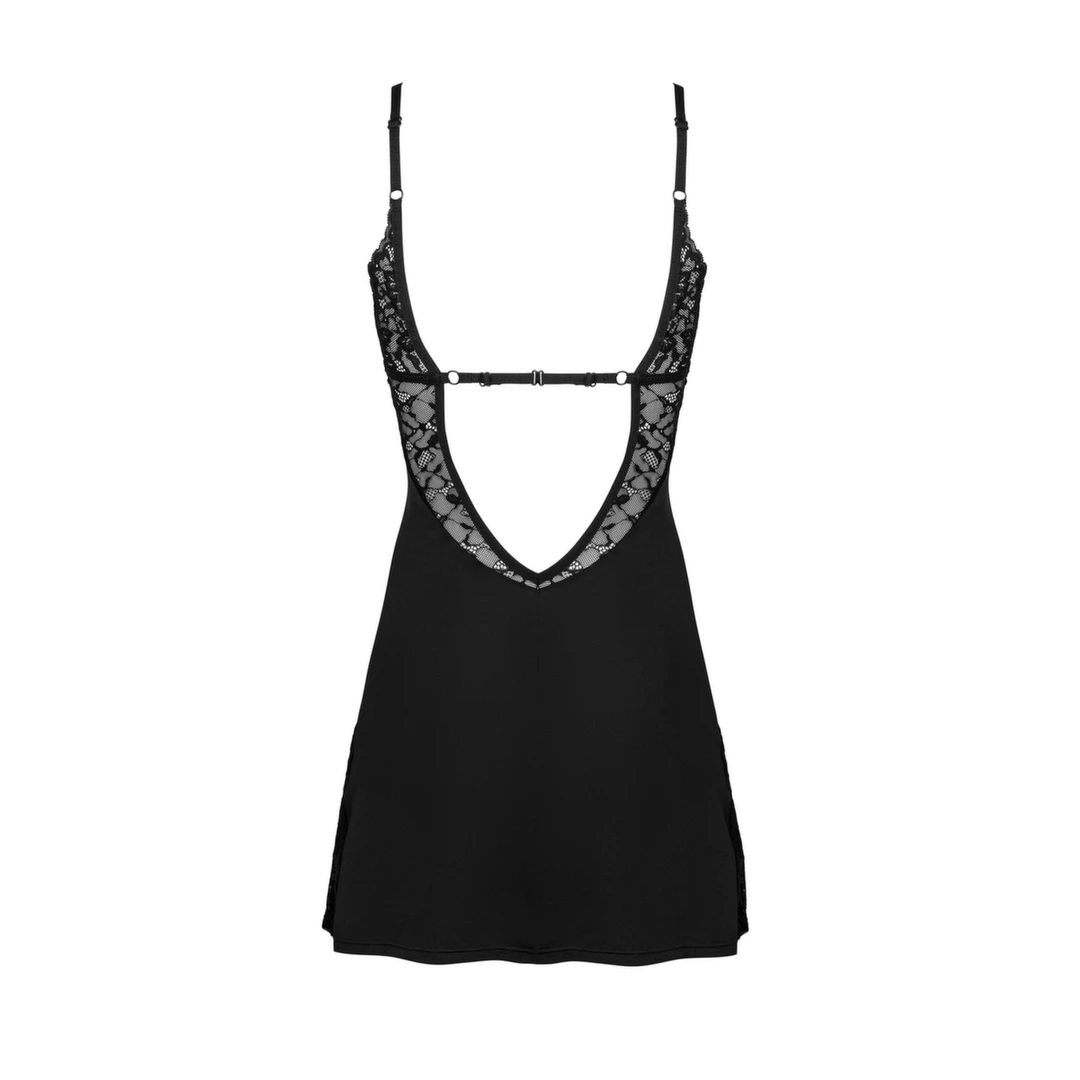 Obsessive Bellastia naktinukai ir stringai su nėriniais, juodi, XL/2XL