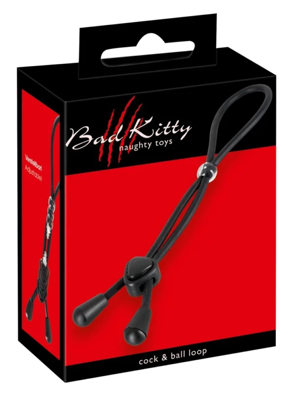 Bad Kitty reguliuojamas varpos žiedas iš silikono, 38 cm, juodas