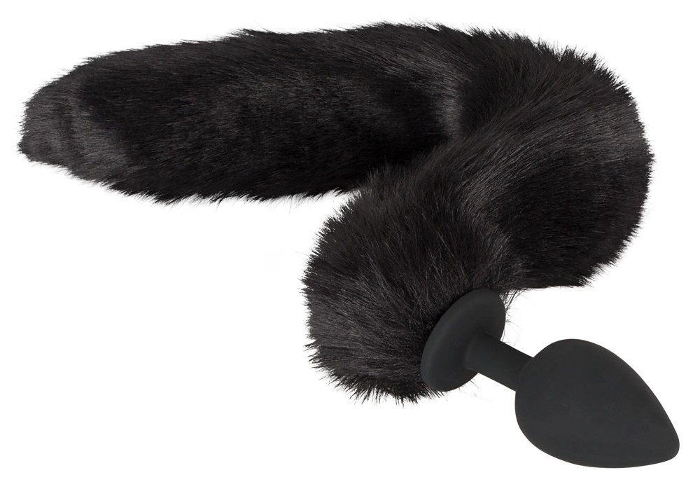 Bad Kitty analinis kaištis su katės uodega ir ausytėmis, juodas