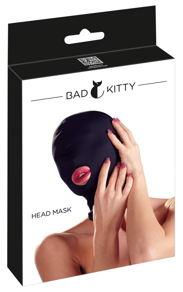 Bad Kitty BK elastinga galvos kaukė su anga burnai, juoda