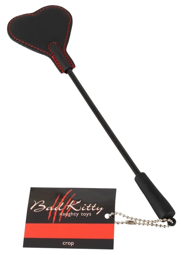 Bad Kitty dvipusė širdies formos plakimo mentelė su dirbtiniu kailiu, juoda, 25 cm