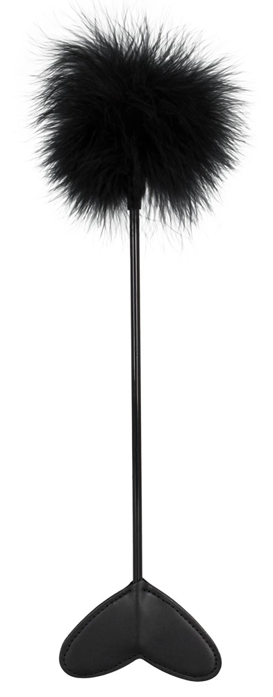 Bad Kitty dvipusė plakimo mentelė su plunksna, juoda, 25 cm
