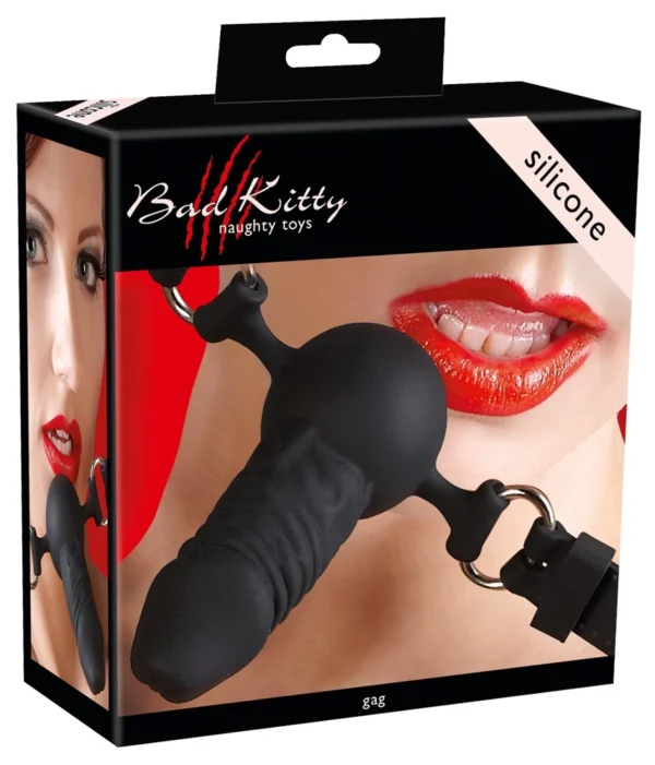 Bad Kitty silikoninis anatominės formos burnos kamštis, juodas, 9,5 cm