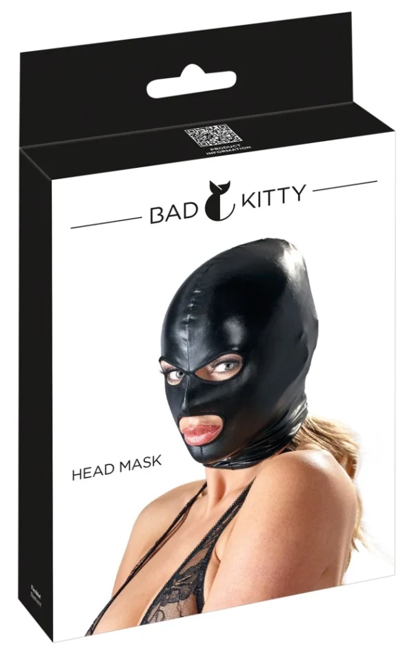 Bad Kitty blizgi kaukė su angomis akims ir burnai, juoda