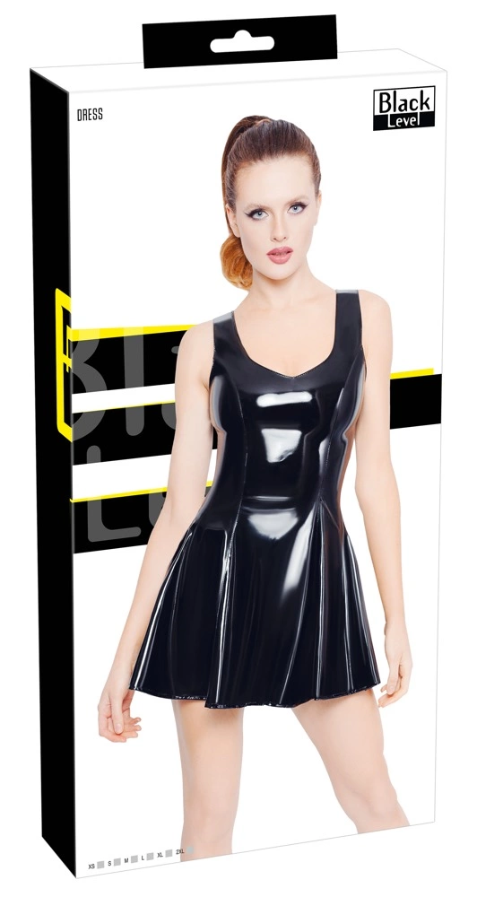 Black Level vinilinė suknelė be rankovių su gilia iškirpte, juoda, M
