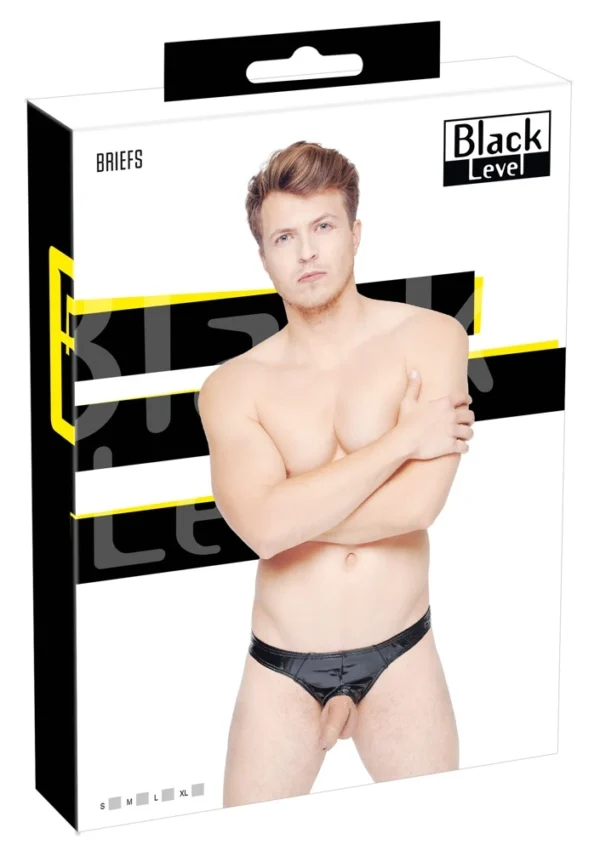 Black Level blizgios vyriškos trumpikės su anga priekyje, juodos, L