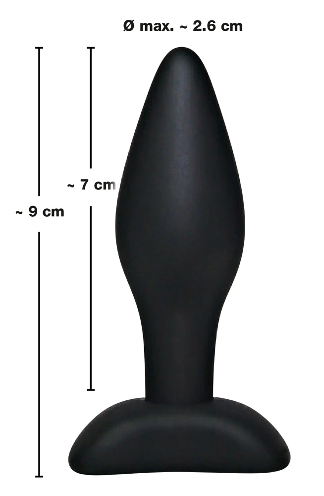 Black Velvets mažas analinis kaištis iš silikono, 9 cm, juodas