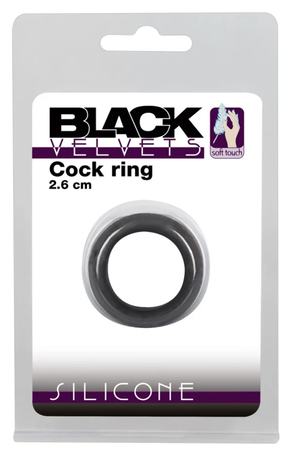 Black Velvets silikoninis varpos žiedas, juodas, 2,6 cm