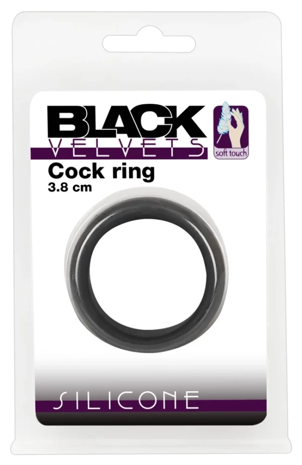 Black Velvets silikoninis varpos žiedas, didelis, juodas