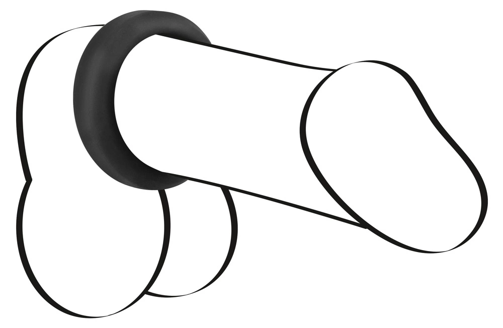 Black Velvets silikoninis varpos žiedas, didelis, juodas