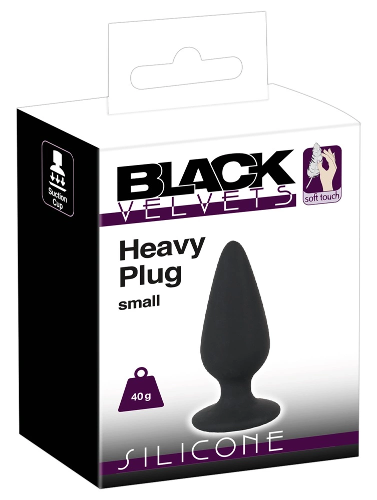 Black Velvets kūginis analinis kaištis iš silikono, mažas, juodas
