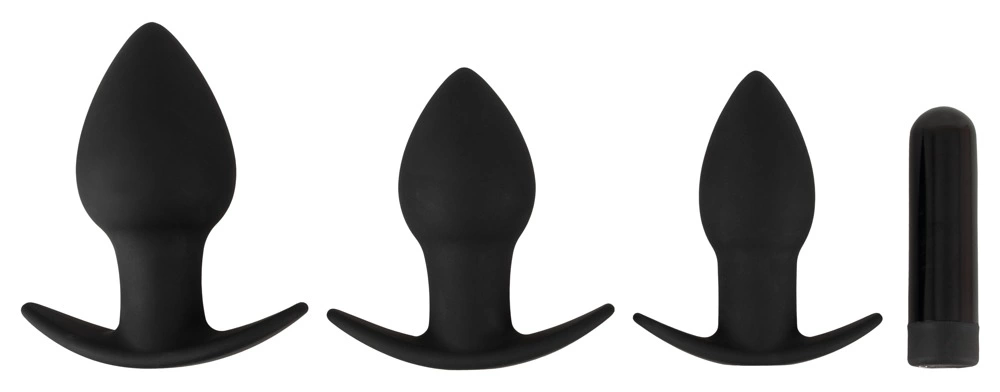 Black Velvets analinių kaiščių rinkinys su vibruojančia kulka, 3 vnt., juodas