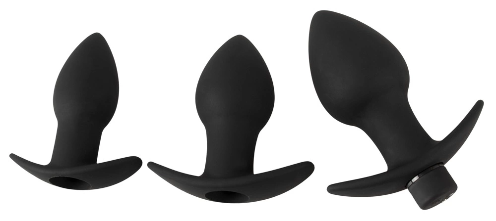 Black Velvets analinių kaiščių rinkinys su vibruojančia kulka, 3 vnt., juodas