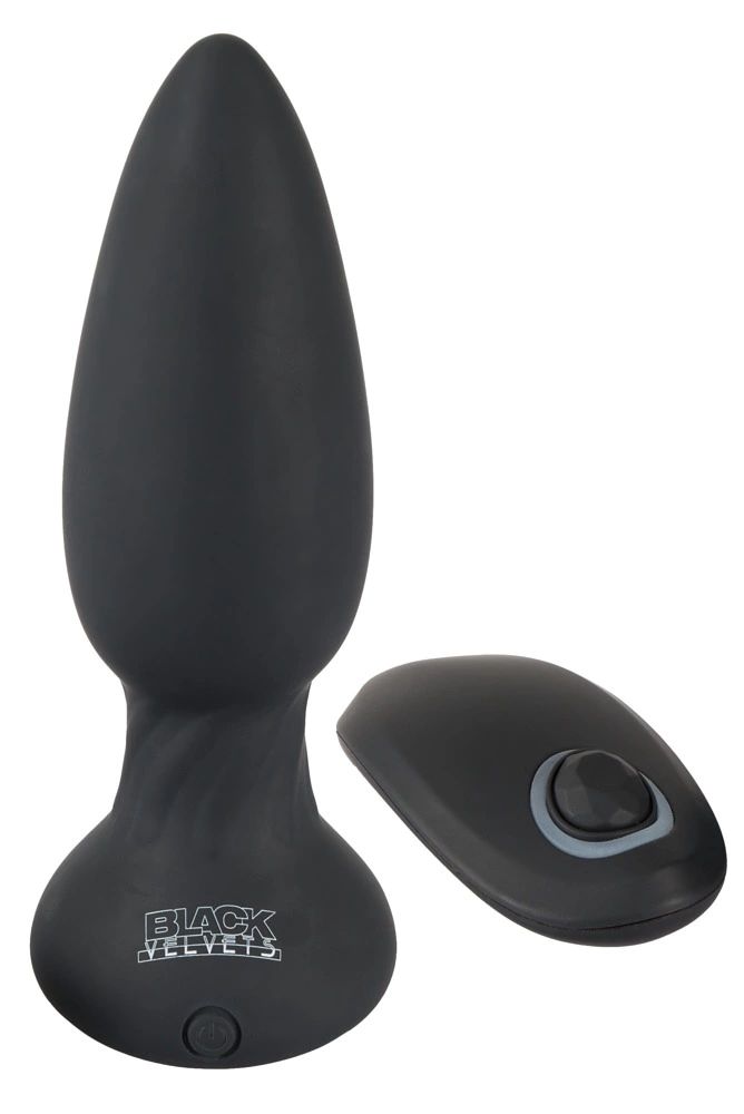 Black Velvets besisukantis analinis kaištis su nuotolinio valdymo pulteliu, 14 cm