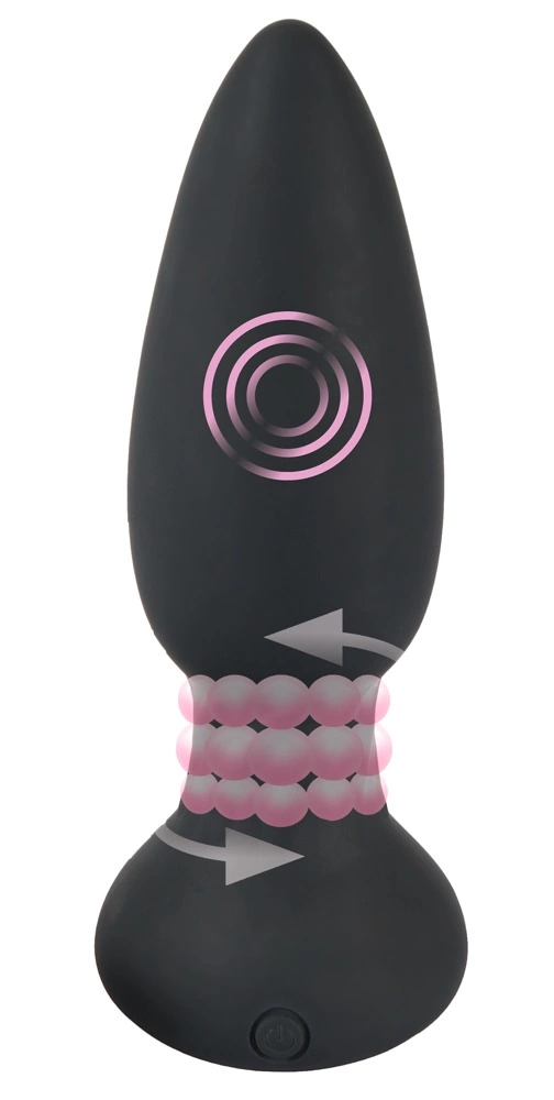 Black Velvets besisukantis analinis kaištis su nuotolinio valdymo pulteliu, 14 cm