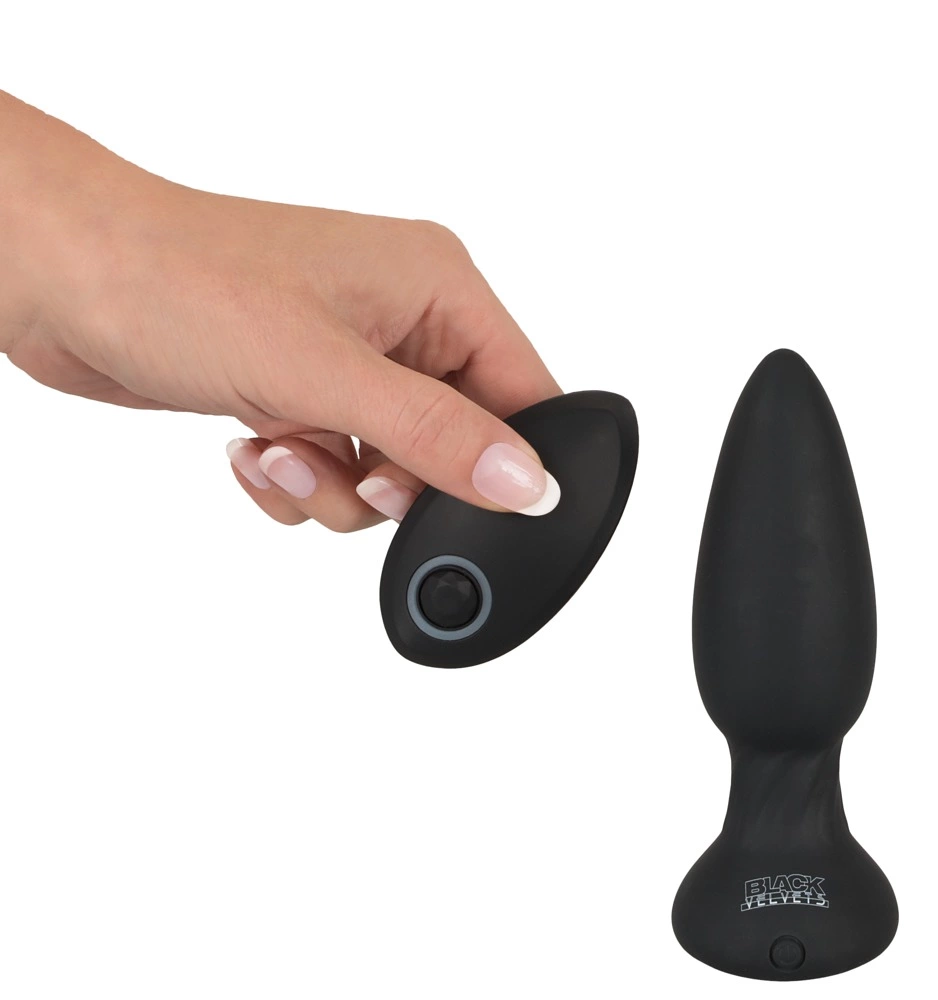 Black Velvets besisukantis analinis kaištis su nuotolinio valdymo pulteliu, 14 cm
