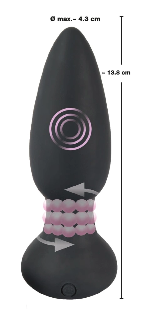 Black Velvets besisukantis analinis kaištis su nuotolinio valdymo pulteliu, 14 cm