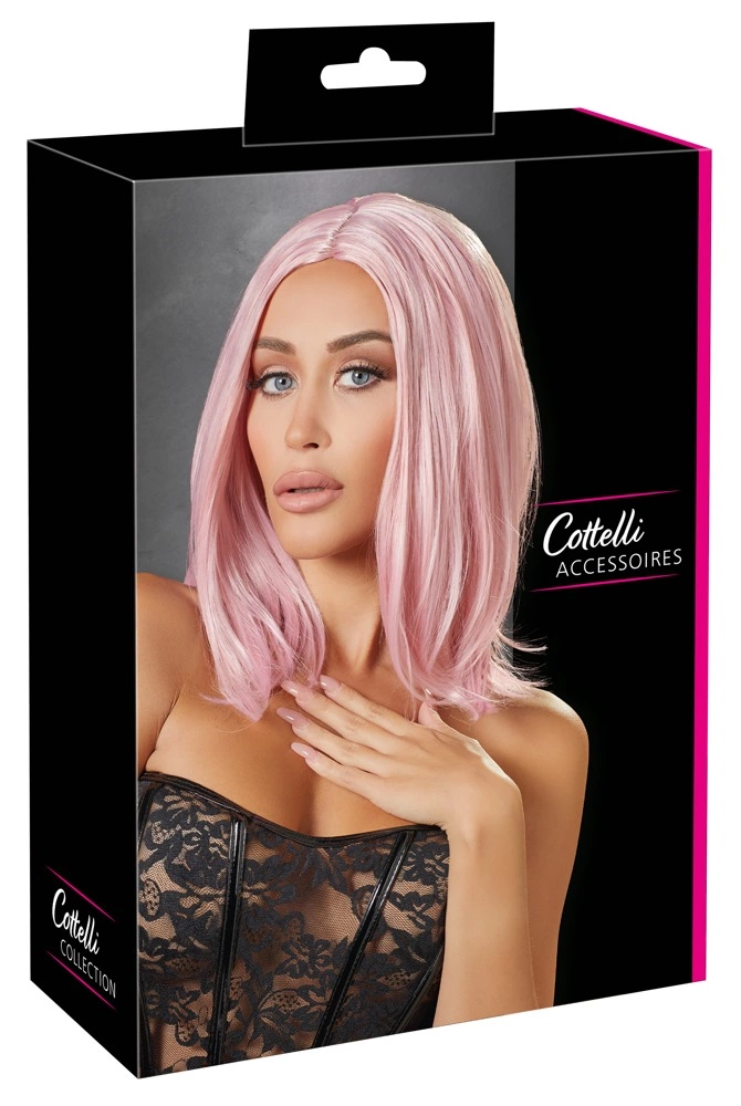 Cottelli Accessories bob stiliaus peruka, rožinė, reguliuojama, 30 cm