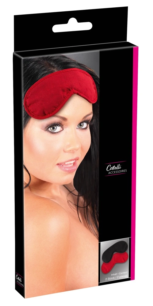 Cottelli Accessoires akių raiščių rinkinys, juodas ir raudonas, 2 vnt.