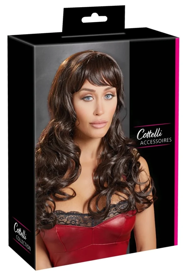 Cottelli Accessories ilga banguota tamsiai ruda peruka, 55 cm