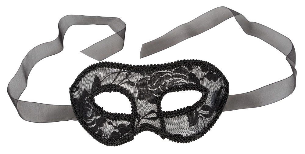 Cottelli Accessories nėriniuota akių kaukė su kaspinu, juoda
