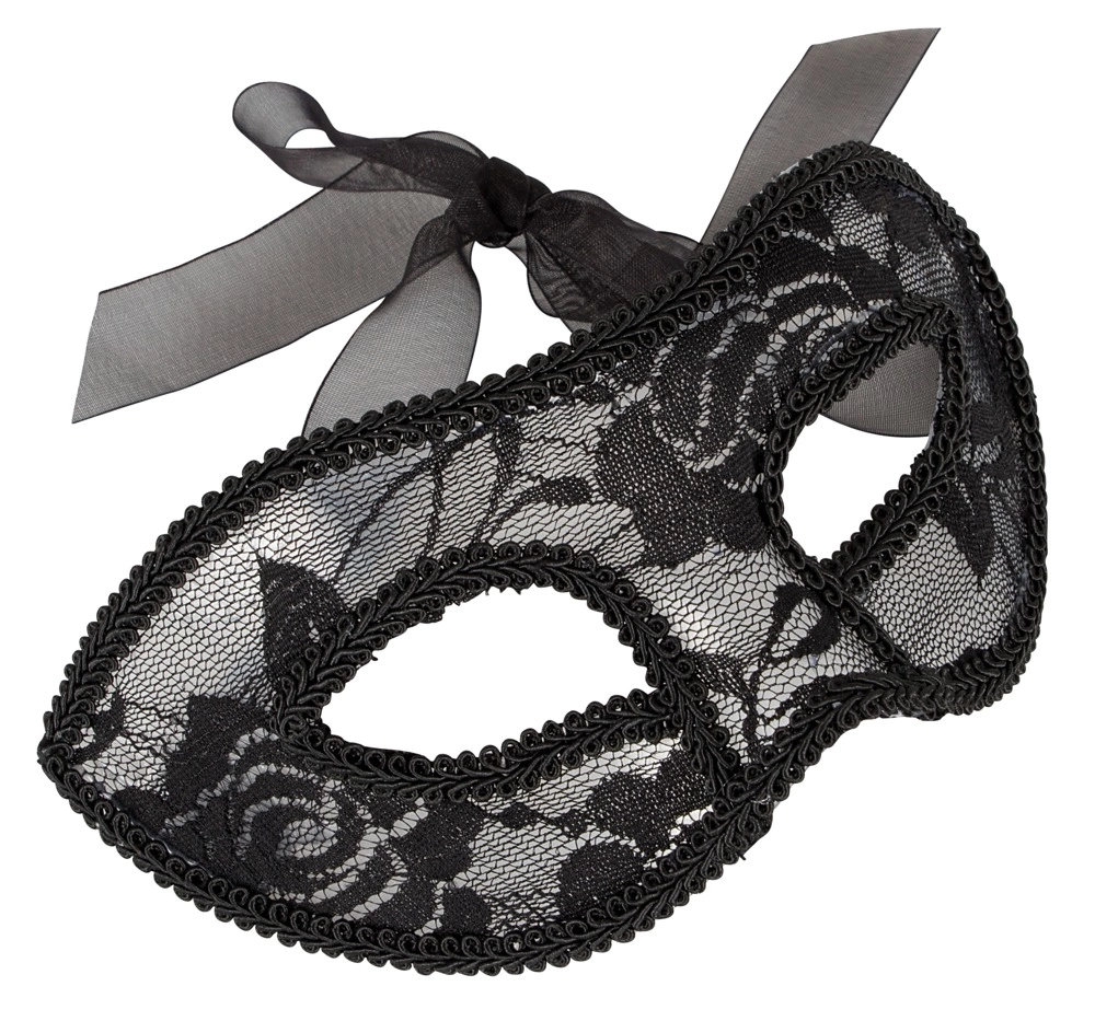 Cottelli Accessories nėriniuota akių kaukė su kaspinu, juoda