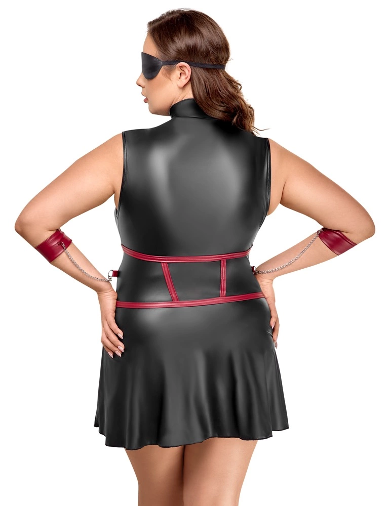 Cottelli Bondage Plus suknelė su antrankiais ir akių raiščiu, XL, juoda matinė