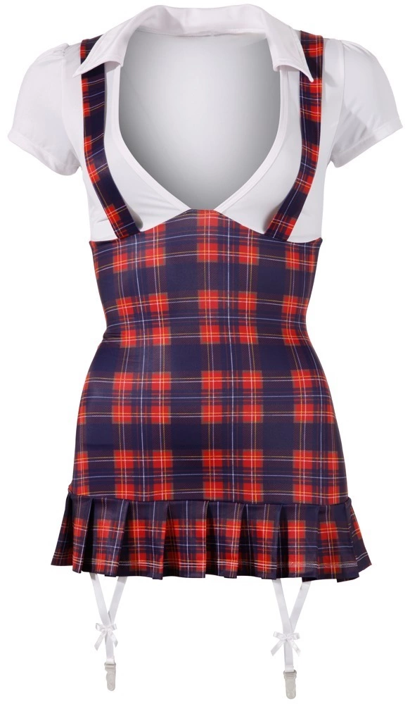 Cottelli Costumes mokyklinės uniformos kostiumas, mėlynai raudonai languotas, L