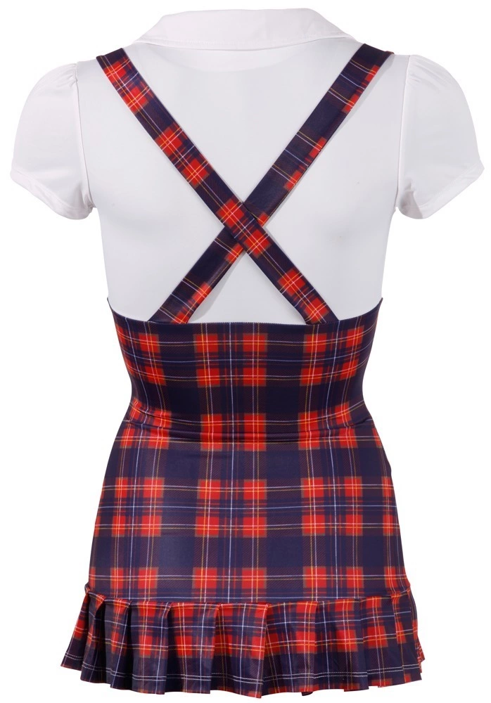 Cottelli Costumes mokyklinės uniformos kostiumas, mėlynai raudonai languotas, L