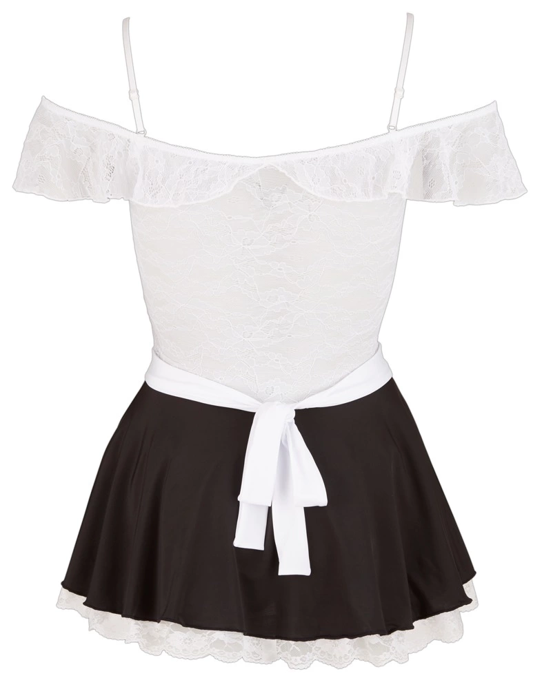 Cottelli Costumes kambarinės suknelė su nėriniais ir prijuoste, juoda ir balta, M