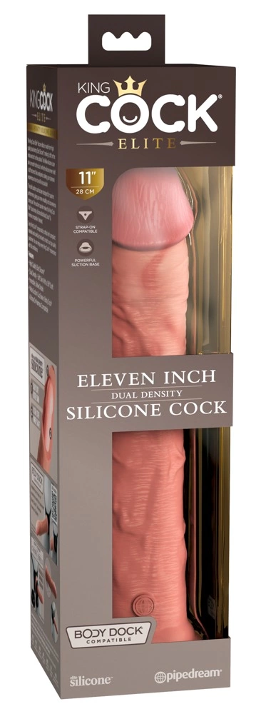 King Cock Elite 11″ realistiškas dildo su siurbtuku, dvigubo tankio silikonas, šviesus