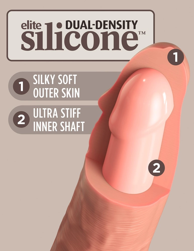 King Cock Elite 11″ realistiškas dildo su siurbtuku, dvigubo tankio silikonas, šviesus