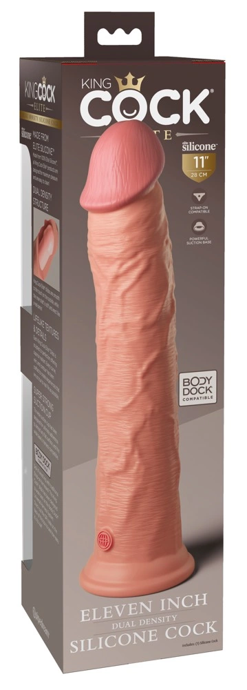 King Cock Elite 11″ realistiškas dildo su siurbtuku, dvigubo tankio silikonas, šviesus