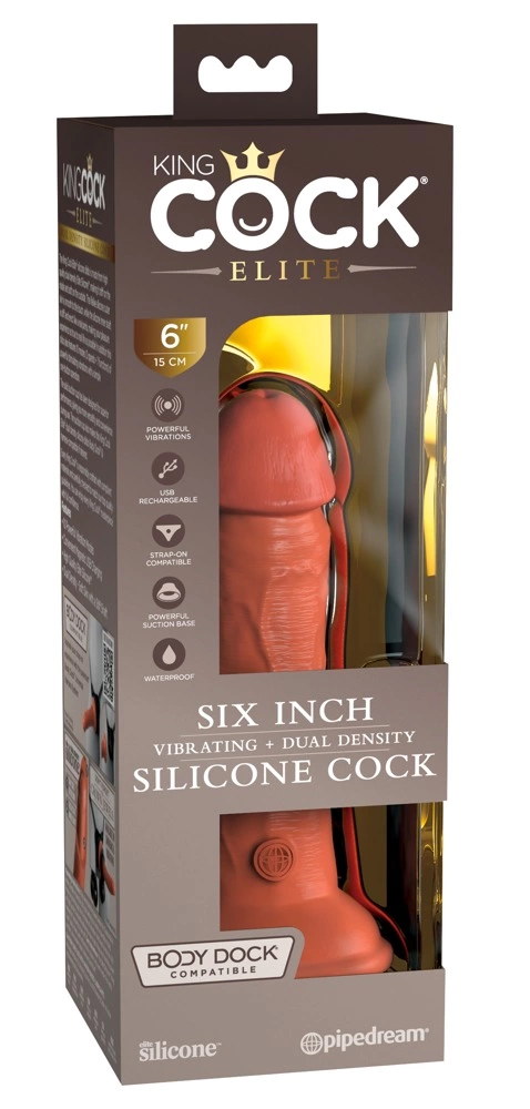 King Cock Elite 6″ realistiškas vibratorius su siurbtuku, dvigubo tankio silikonas
