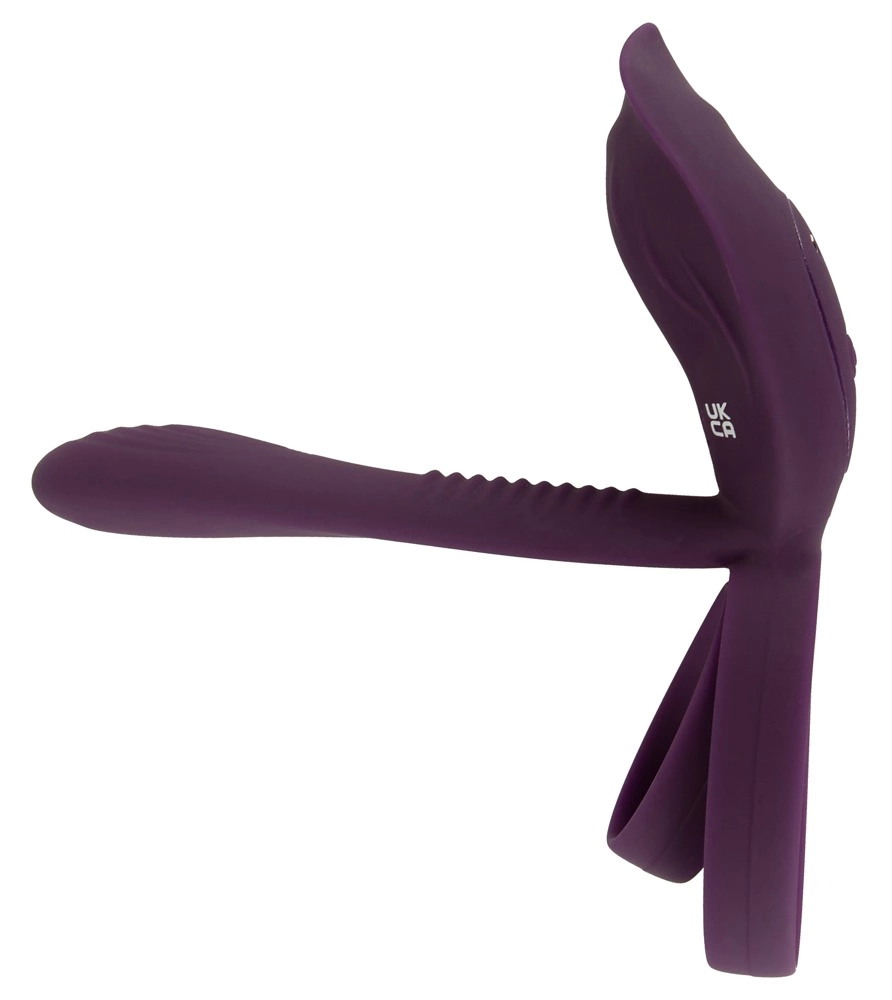 Couples Choice RC vibratorius poroms su dvigubu varpos žiedu ir pulteliu, juodas