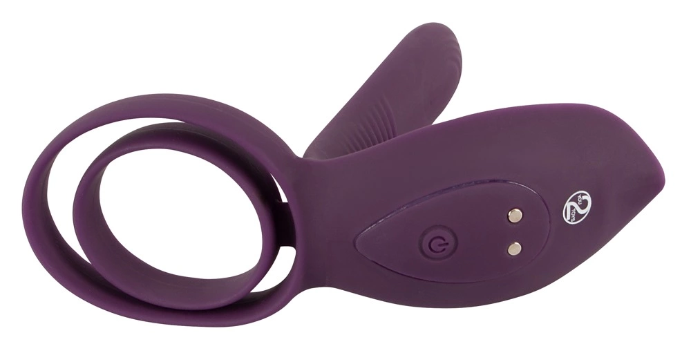 Couples Choice RC vibratorius poroms su dvigubu varpos žiedu ir pulteliu, juodas