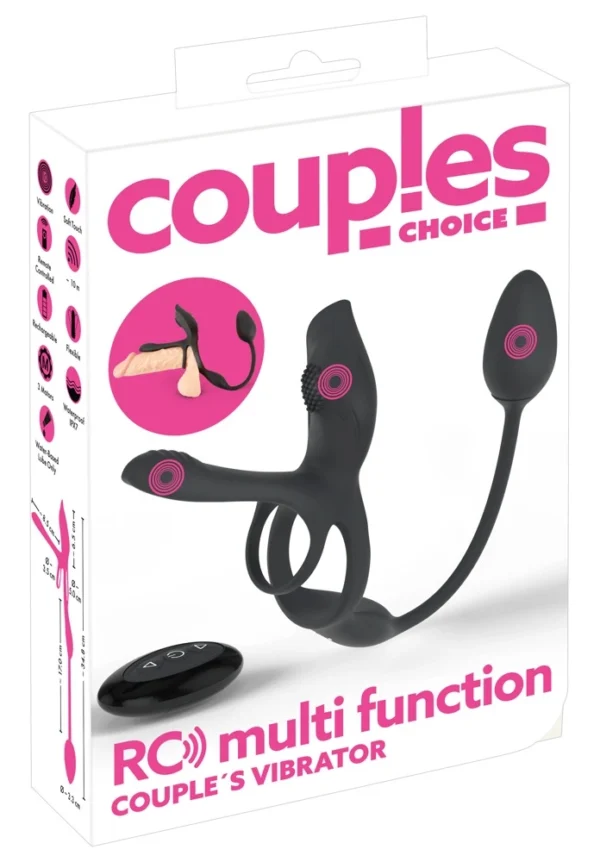 Couples Choice RC vibratorius poroms 5 viename su nuotolinio valdymo pulteliu, juodas