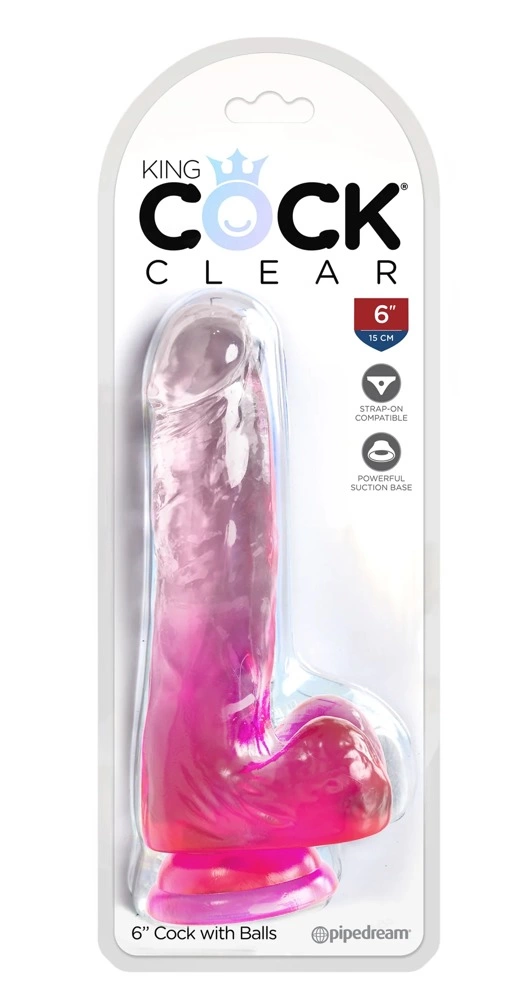 King Cock Clear 6″ realistiškas dildo su siurbtuku, rožinis