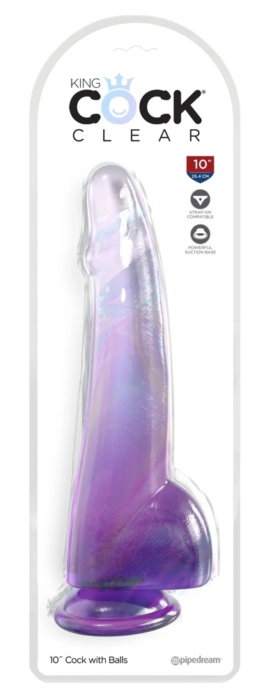 King Cock Clear realistiškas dildo su siurbtuku, skaidriai violetinis, 27,9 cm