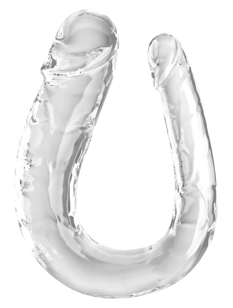 King Cock Clear Double Trouble Large dvipusis dildo, skaidrus, 44 cm