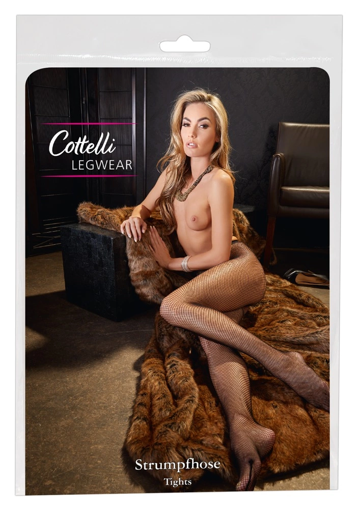 Cottelli Legwear klasikinės tinklinės pėdkelnės, nesiūlinės, juodos, S-L